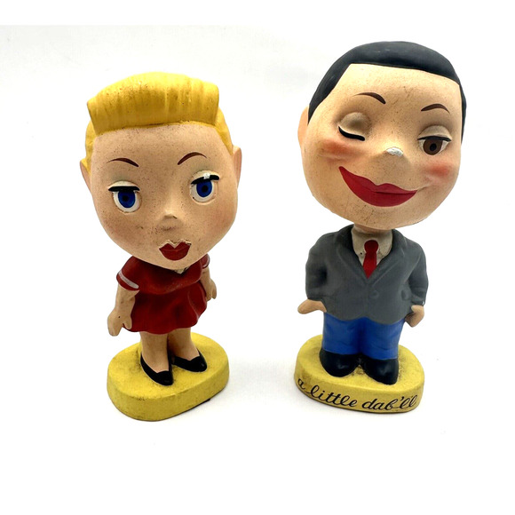LEGO Brylcreem Bobblehead Nodder Kissing Pair "A Little Dab'll Do Ya" RARE VTG - Picture 1 of 13